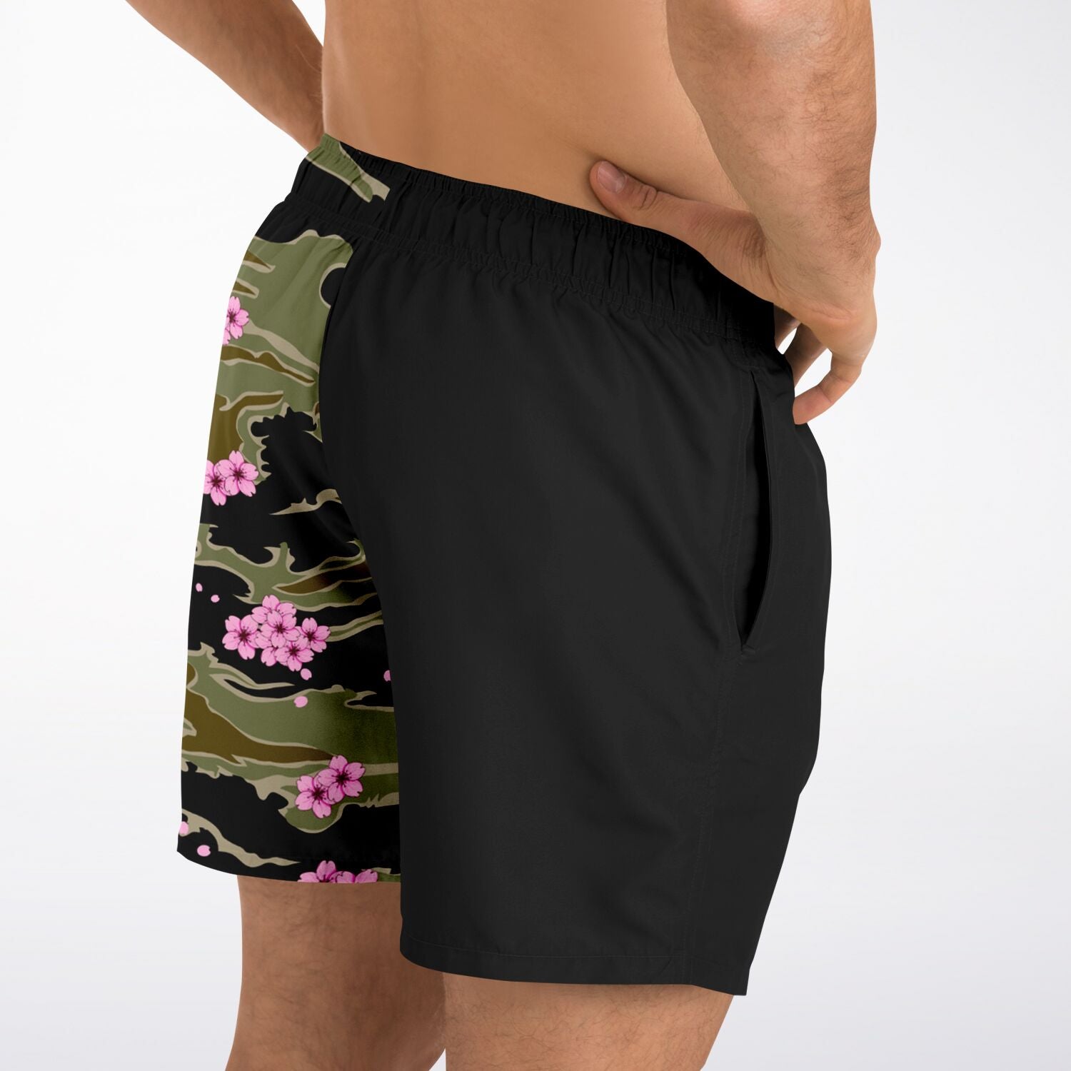 Tiger Stripe Cherry Blossom Swim Trunks
