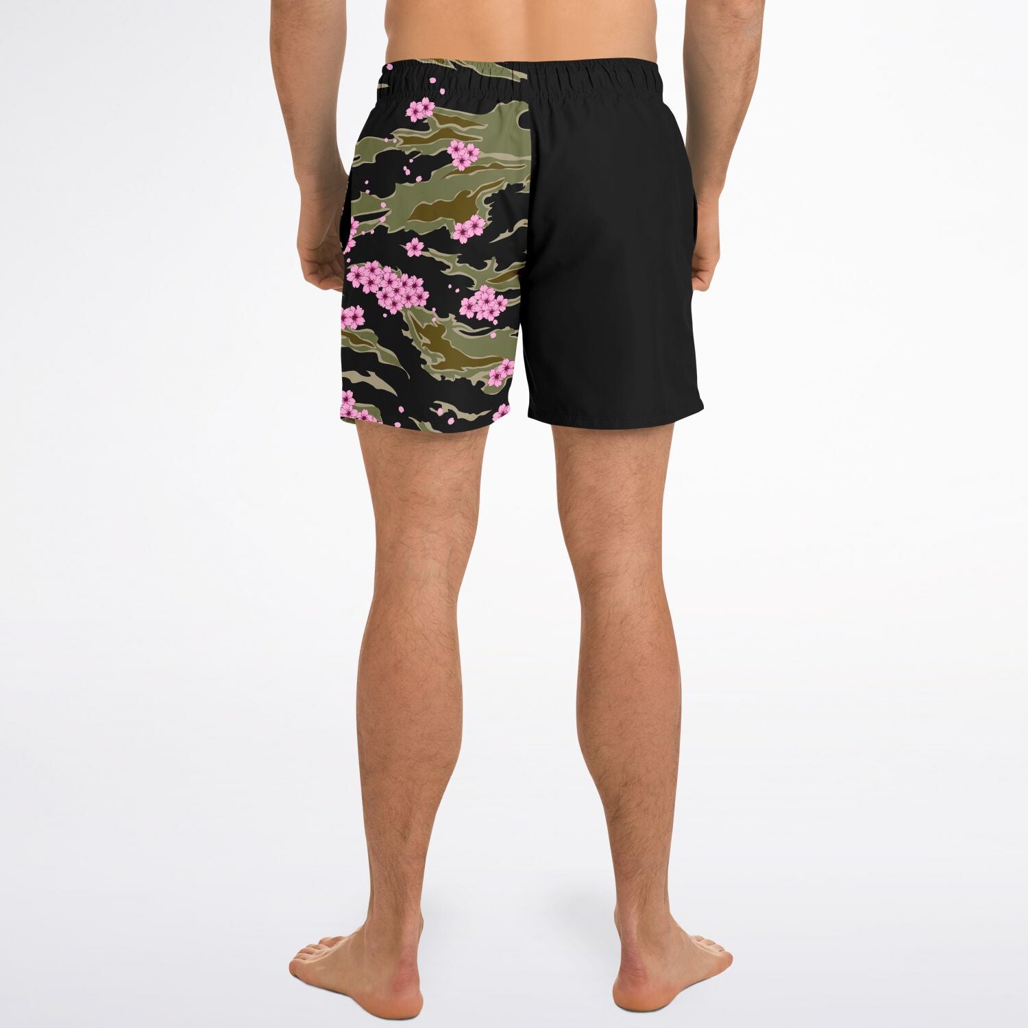 Tiger Stripe Cherry Blossom Swim Trunks